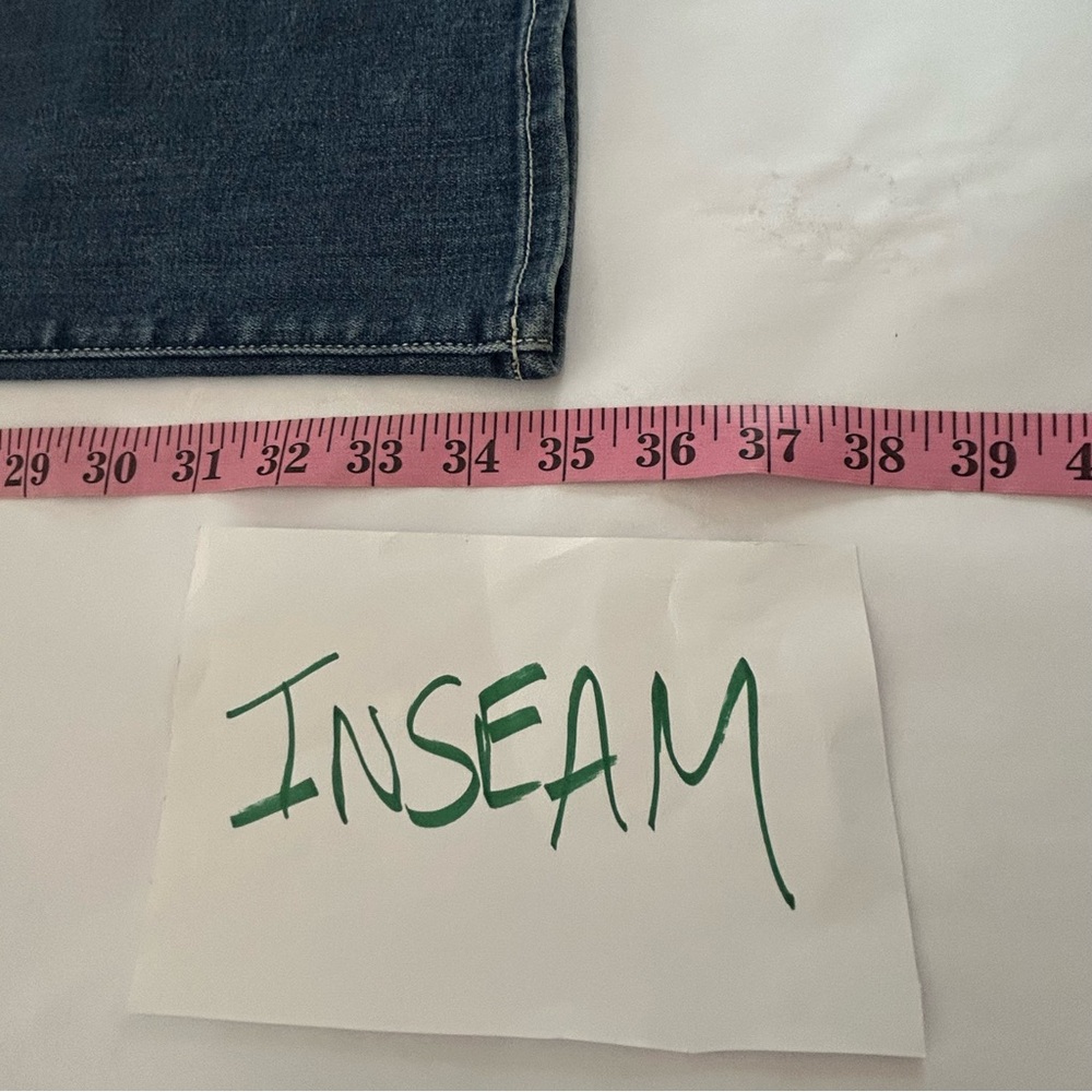 American Eagle Kick Boot Jeans Womens 14 X Long Dark Blue Denim Stretch Distress - Picture 6 of 14